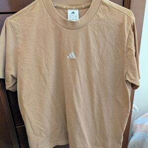 Adidas Unisex Beige/Tan Logo Short Sleeve Tee
